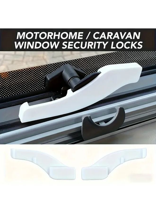 White RV Window Security Lock 2 Pack Durable Hardware Compact Design Road Trip Essential - Image 1